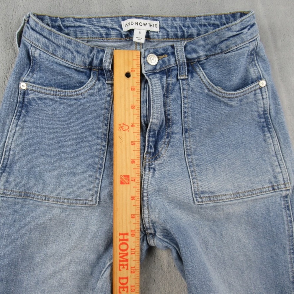 And Now This Womens High Rise Denim Bermuda Shorts Light Wash Raw Hem 27 MR24807 - Picture 5 of 12